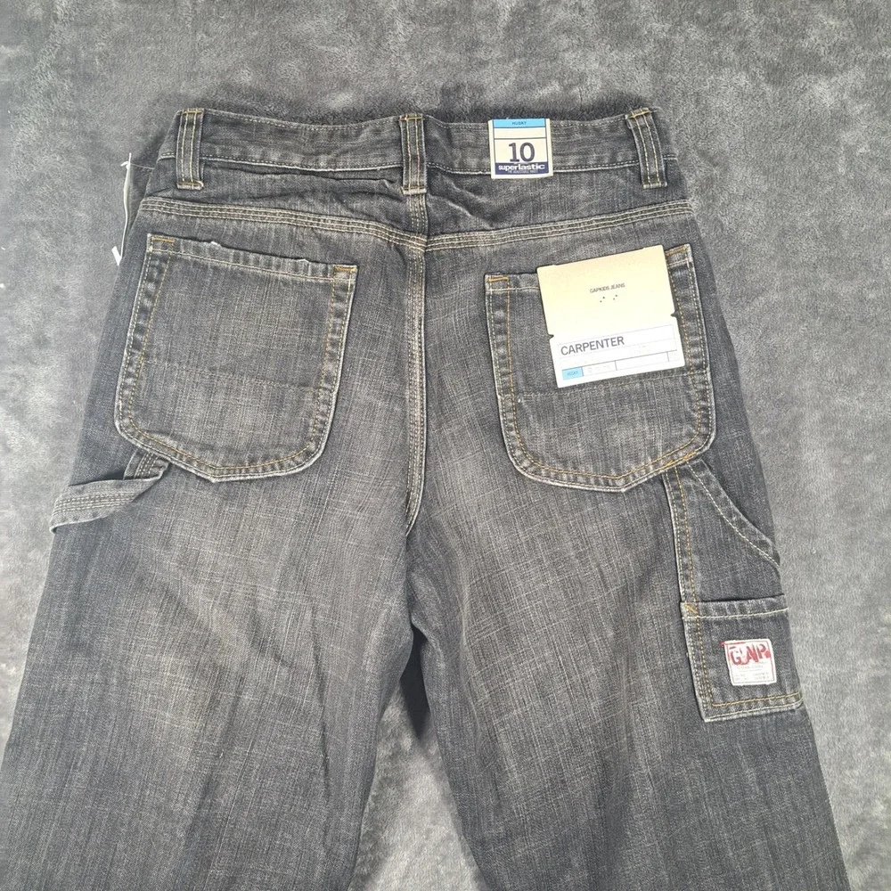 Gap Kids Boys Carpenter Jeans Size 10 Husky Gray Denim Utility Pants Workwear